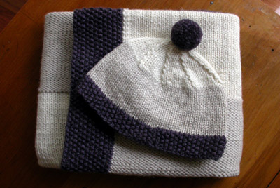 Big Bad Baby Blanket and Moss Stitch Trim Hat