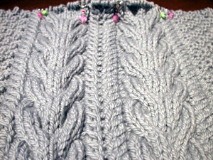 Debbie Bliss Cabled Jacket - the back has a cable mis-match problem