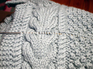 The Debbie Bliss Cabled cut in half