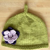 Simple Hat with Moss Stitch Band & Flower