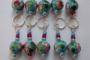 Blue metal ball stitch markers