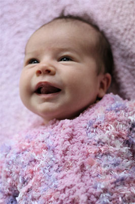 Grace in Grandma Mary's cardigan