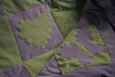 Green and Purple velour baby quilt